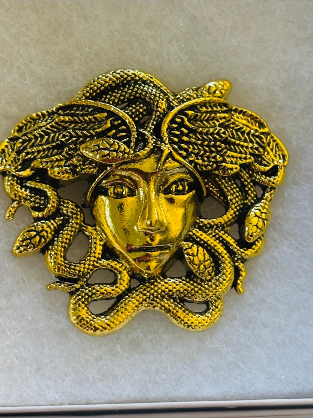 Gold Medusa Snake-Design Brooch - Women's Jewelry